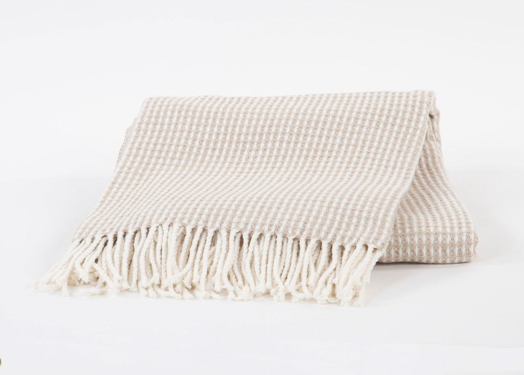 Waffle Weave Throws Beige