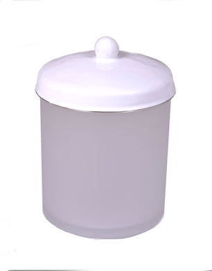 Essentials White Glass Cotton Ball Cannister
