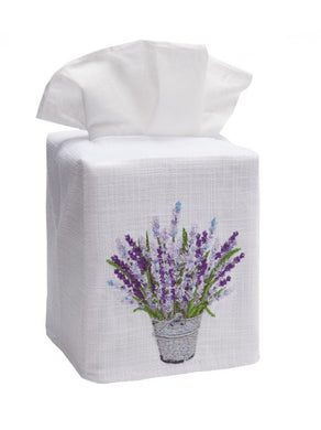 Lavender Basket Linen Tissue Cover