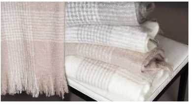 Plaid Fringed Mohair Acrylic Throws